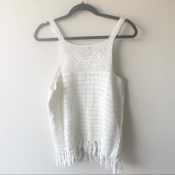 Joie Zaylee crochet raw hem tank top small white - Picture 4 of 4